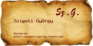 Szigeti György névjegykártya